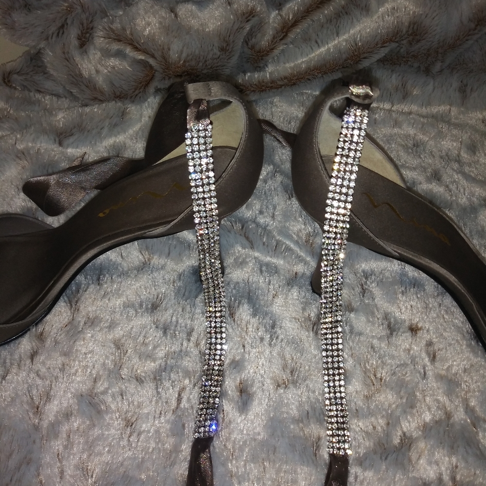 Fancy Satin Ribbon Rhinestone Heels - Picture 6 of 7